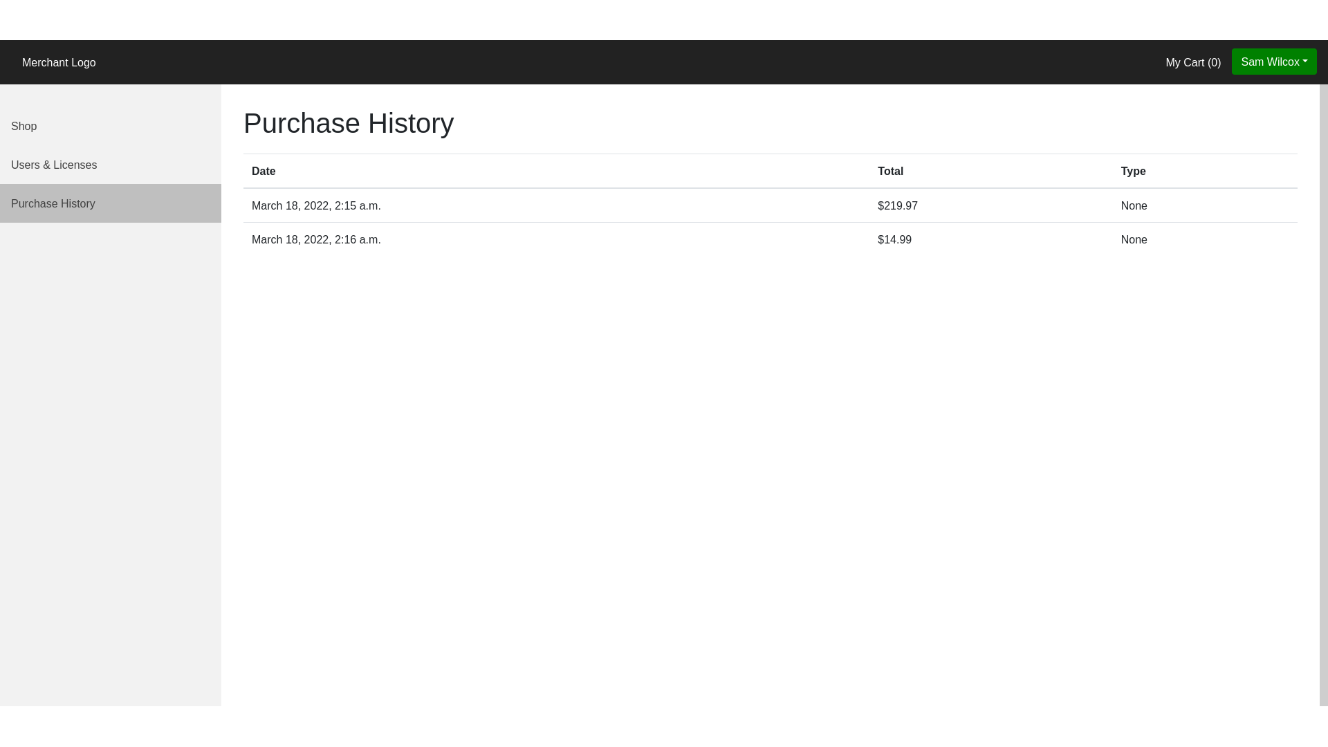 purchase history