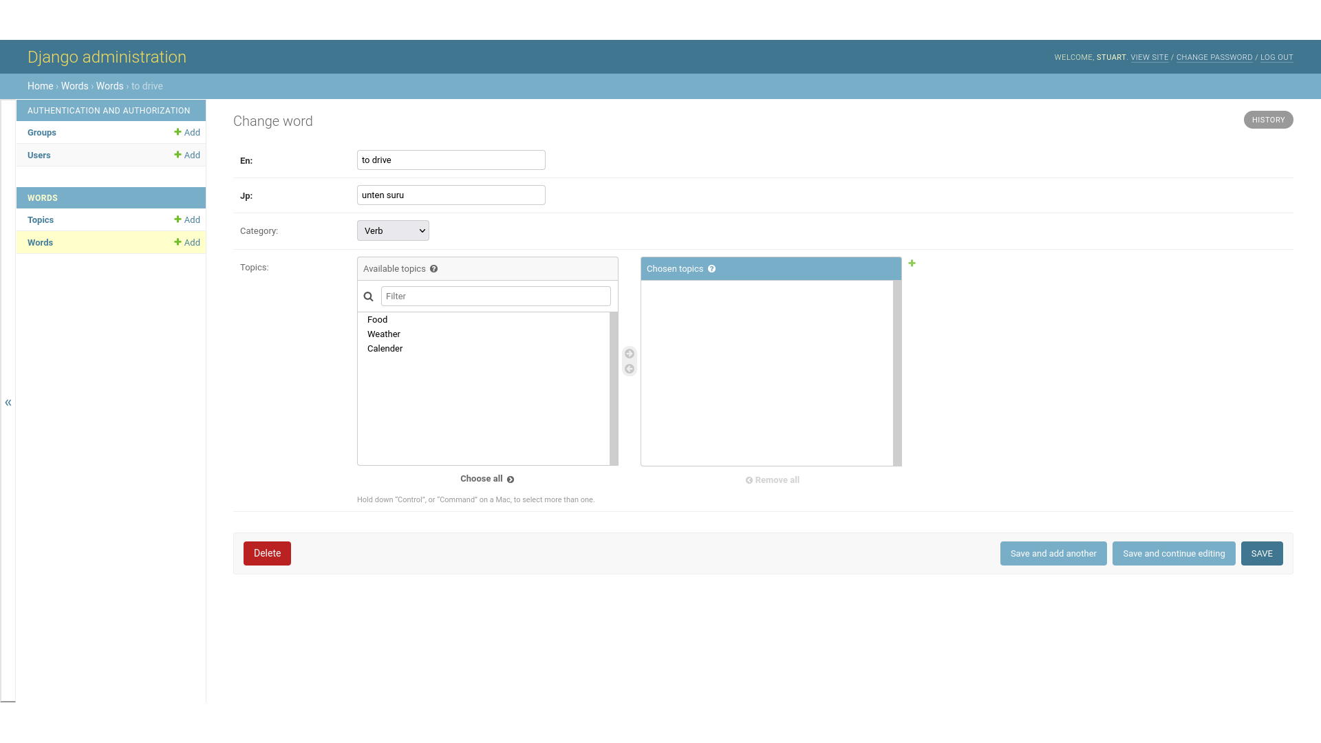 django admin word