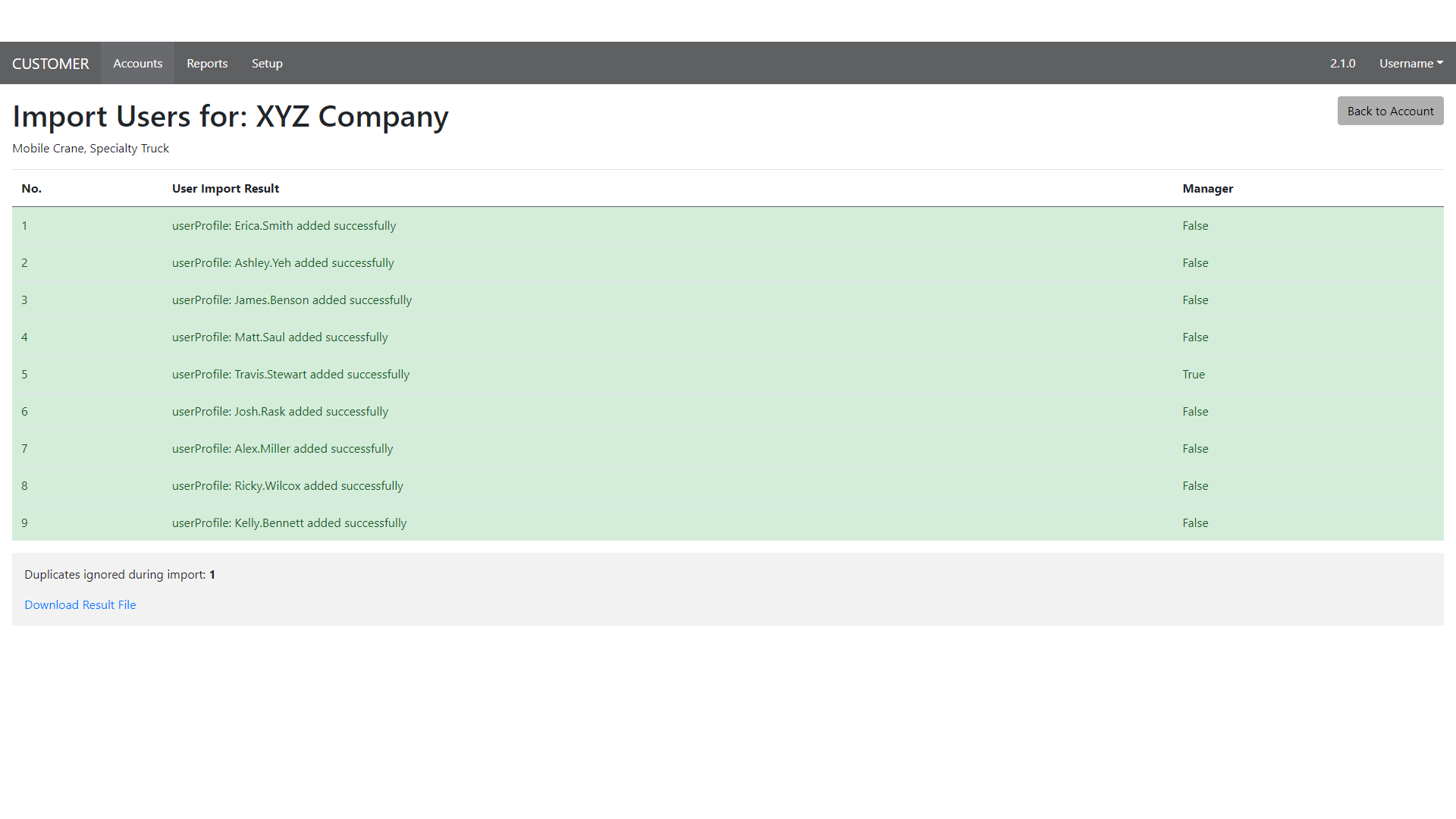 user import results