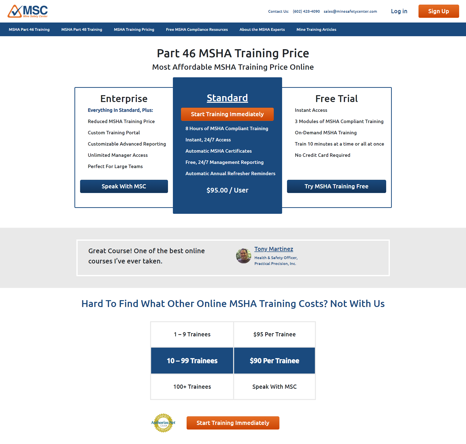 Pricing page
