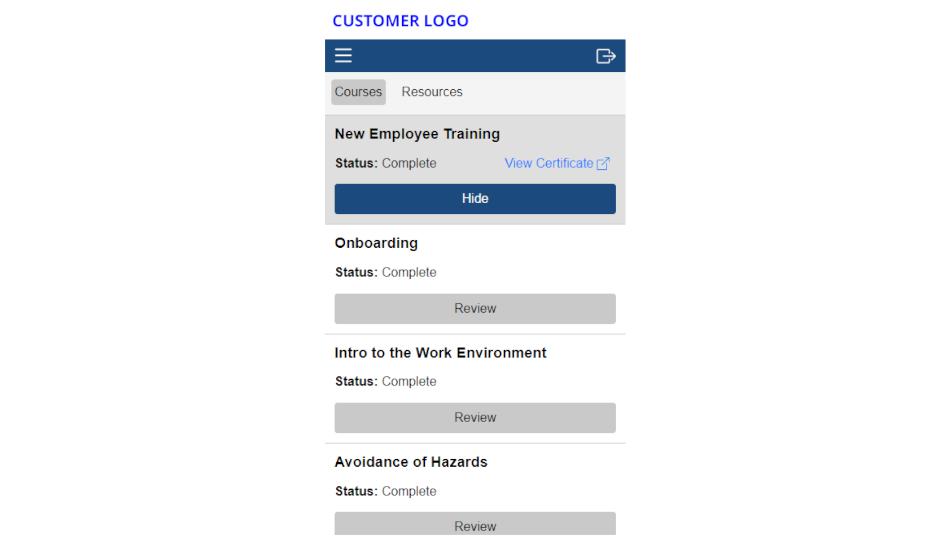 my courses page phone