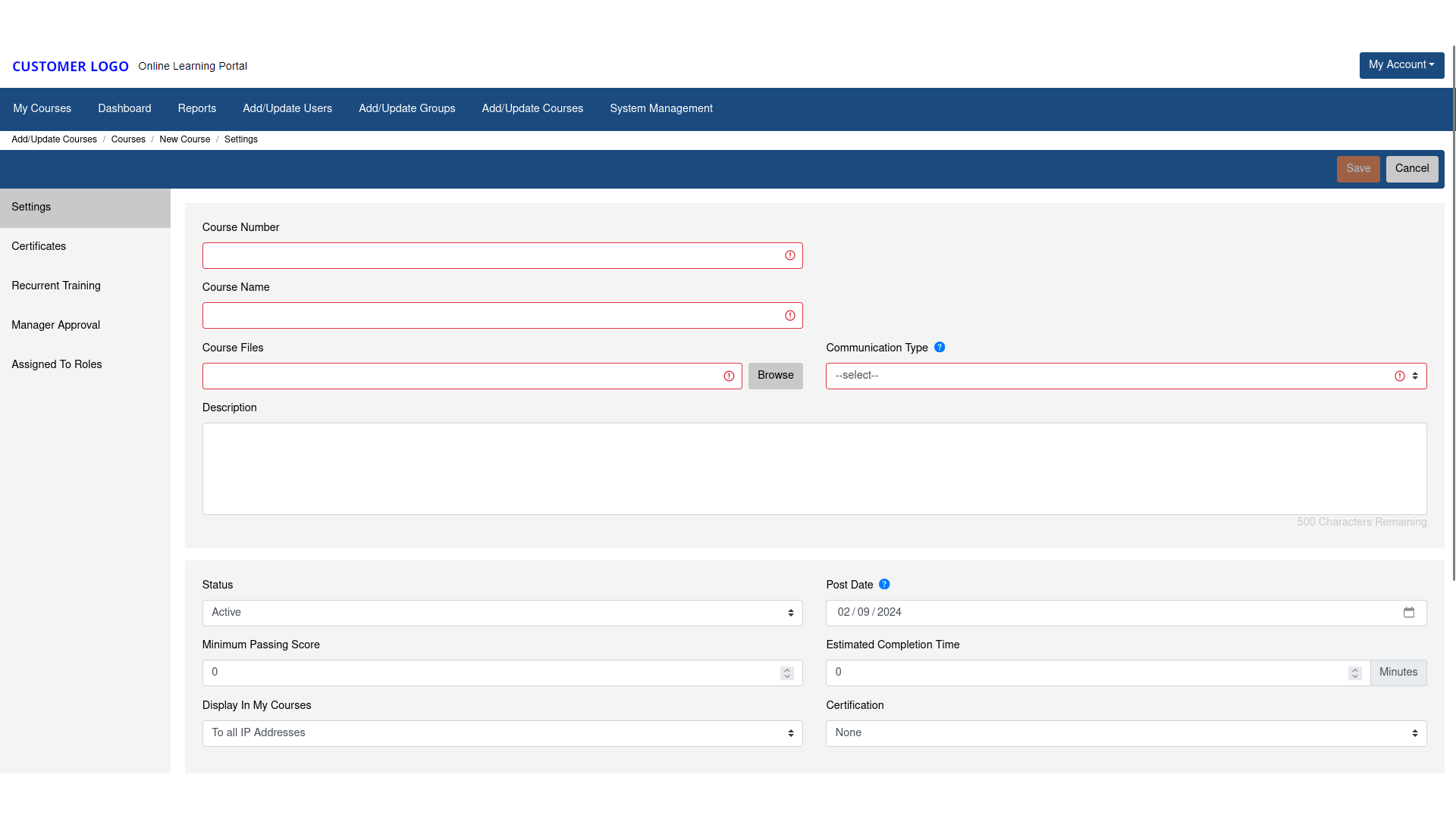 redesigned new course page