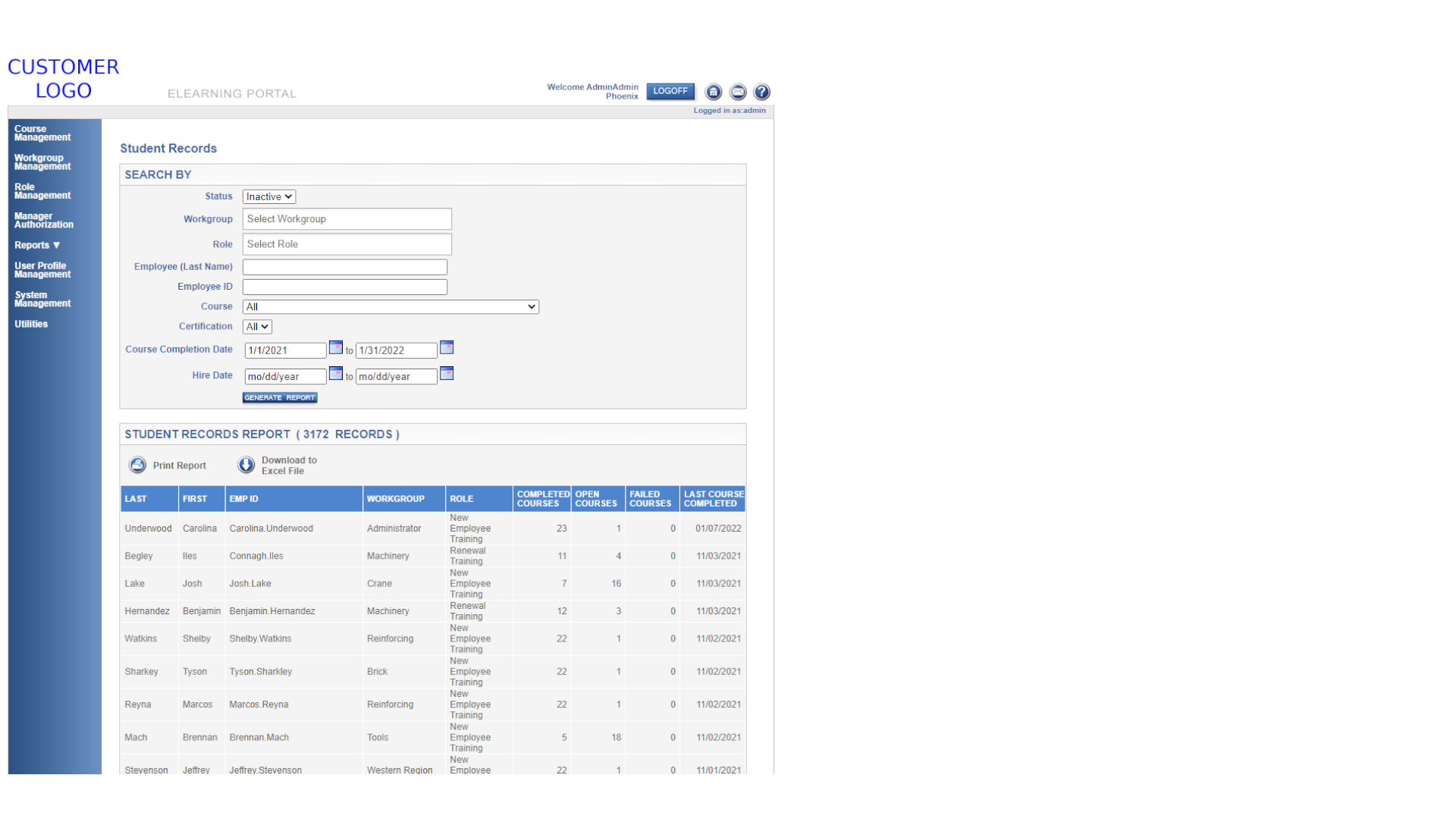 old reports page