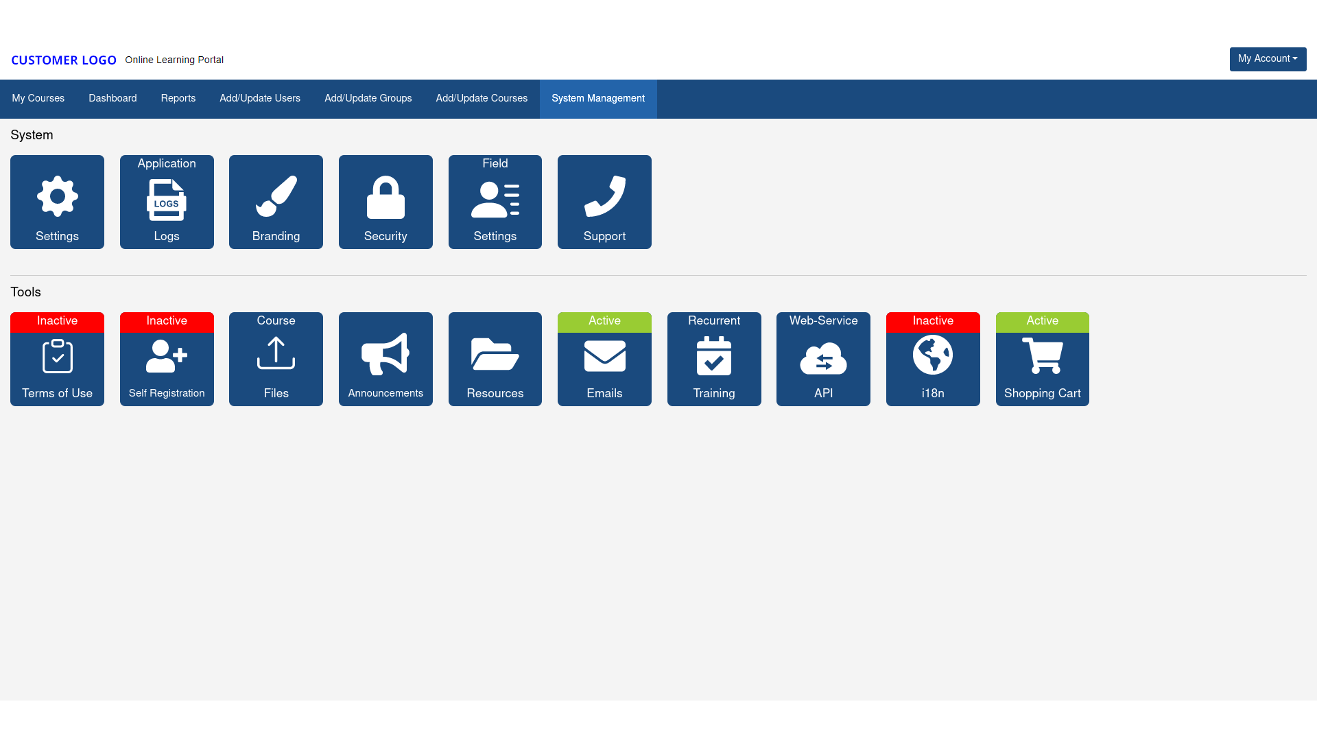 redesigned system management page