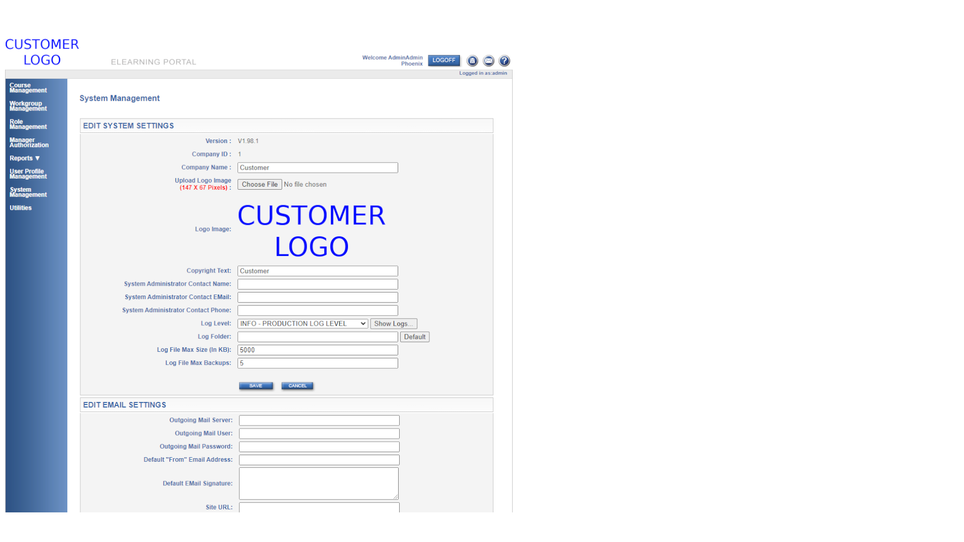 old system management page
